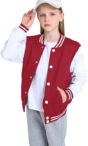 NICNZQI Dječija Univerzitetska jakna djevojčice dječaci Bejzbol jakna Bomber kaput školske jakne sa džepom