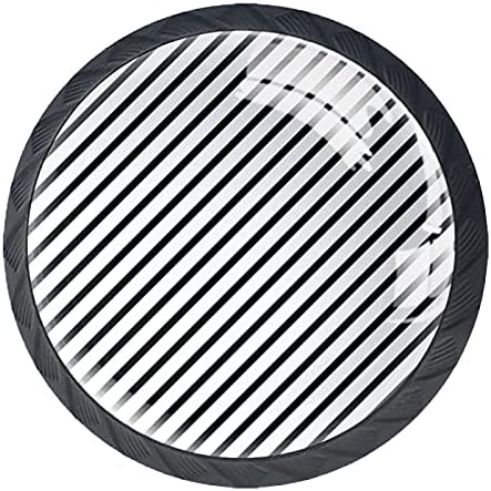 Kraido crno-bijelo pruga Twill uzorak uzorak ladice za ladice 4 komada okrugli ormar s vijcima pogodnim za kućni ured kupaonica garderoba
