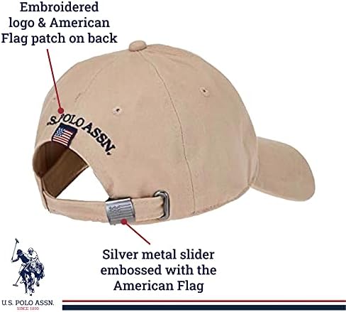 Koncept jedan U. S Polo Assn. Tata šešir, bejzbol kapa podesiva za odrasle od pamuka sa zakrivljenim obodom i izvezenim logom konja