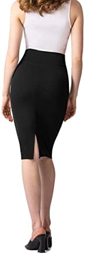H & amp; C žene Premium najlon Ponte Stretch Office pencil suknja visokog struka napravljena u SAD-u ispod koljena