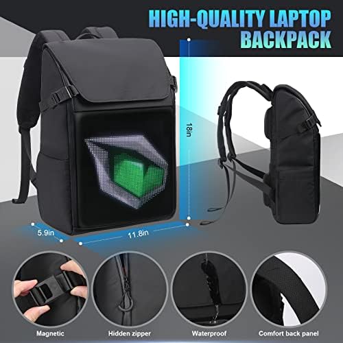 GIFR pokretači LED displej ruksak sa programabilnim ekranom torba za Laptop od 15,6 inča, vodootporan, muški i ženski putni Pametni modni školski displej Pixel ruksak