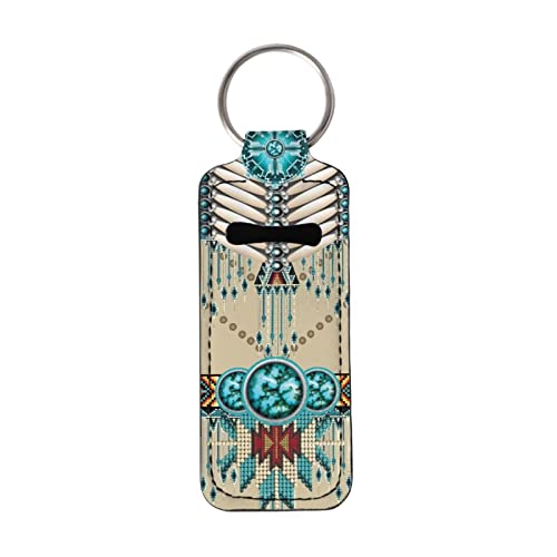 Bulopur Američki Indijski etnički držač za Chapstick privjesak za ključeve, neoprenski držač za privjesak za ključeve držač sjajila
