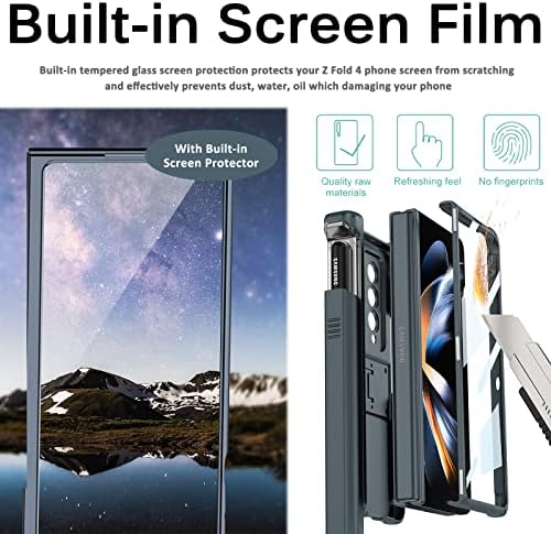 Miimall kompatibilno Samsung Galaxy Z Fold 4 futrola, Z Fold 4 branik sa šarkama [ugrađeni zaštitnik ekrana od kaljenog stakla] [podesivi