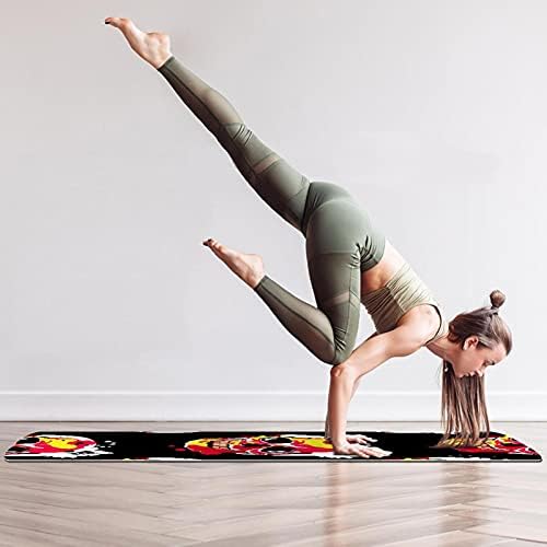 Debela neklizajuća Vježba & amp; fitnes 1/4 prostirka za jogu sa lobanjama Halloween Print za Yoga Pilates & amp; Vježba fitnesa na