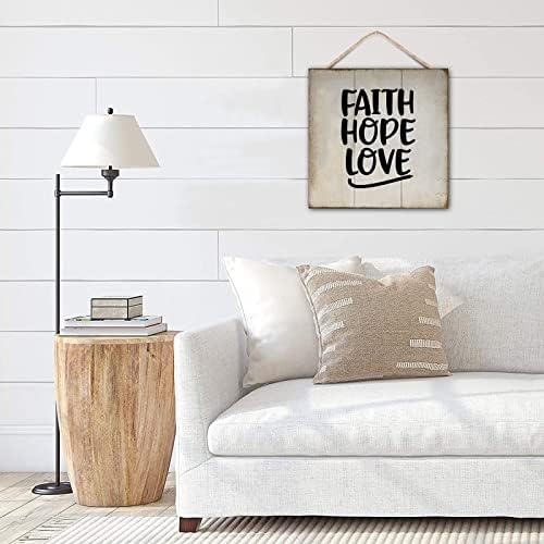 Vintage 16x16in Wood Paleta Porodična ponuda Christian kaže Faith Hope Love Bible Verse Drvena zidna viseća umjetnička ploča za trijem