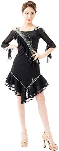SI Hyun Danceware LSA latino tango odjeću s iridescentnim draguljima crna suknja + tee set dva komada
