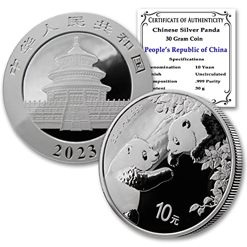 2023 30 gram srebrna kineska panda sjajna neobična 10 yuan ¥ 10 bu
