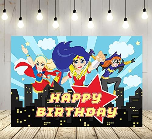 Super Hero Girl pozadina za rođendanske potrepštine plava Super City fotografija pozadine rođendanski tuš Baner 59x38in