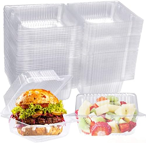 100 kom prozirnih plastičnih kvadratnih šarki posuda za hranu,jednokratni kontejneri za iznošenje, preklopna posuda za desert za salatu,sendviči,Hamburger,