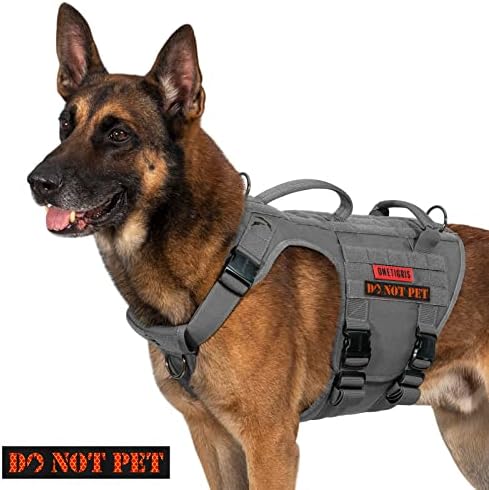 Taktički pojas za pse za veliki pas, puni metalni izvučeni bez ručnog psa kabelskog snopa sa panelima za kuke i petlje, vojno podesivo za pse za pse za šetnju planinarskog treninga
