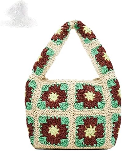 TJLSS torba Crochet torba na rame Žene ručno rađeni etnički stil tkani Veliki veliki kapacitet Ljetna plaža cvjetna