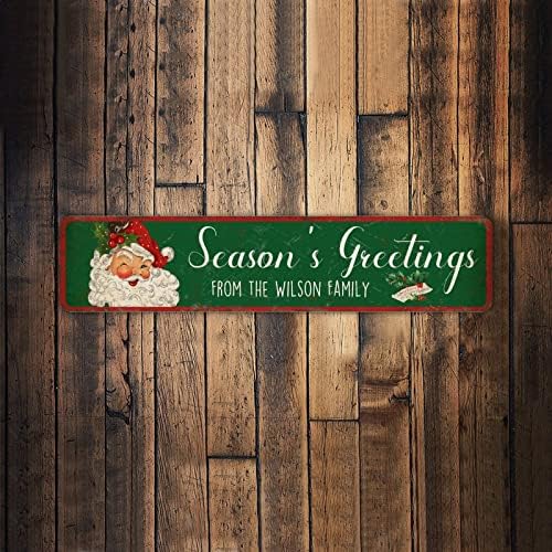 Retro plak metalni znakovi personalizirani naziv sezonski pozdrav Božićna ulična potpisuje unutarnje vanjsko viseće ukrase Metalna zidna umjetnička ploča za kućni kuhinjski zidni poklon 4x18 inčni