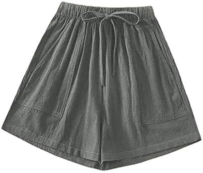 Žene ležerne pamučne kratke hlače visoke strukske vučne kratke hlače za elastične šarke za odmor ljetne hlače za odmor na otvorenom