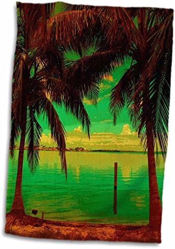 3Droza Florene Sažetak pejzaža - crvene zelene podebljane palme - ručnici