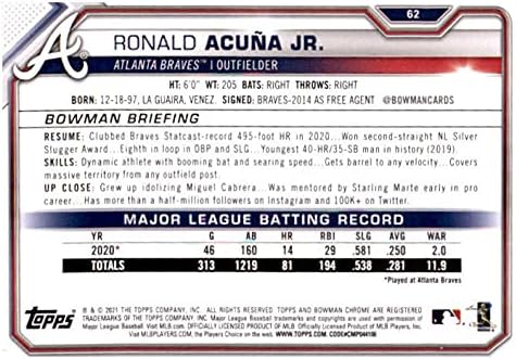 2021 Bowman # 62 Ronald Acuna Jr. NM-MT Braves