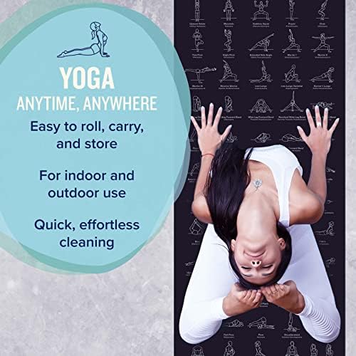 NewMe fitnes podloga za jogu za žene i muškarce - velike, debljine 5 mm, dugačke 68 inča, neklizajuće prostirke za vježbanje sa 70 štampanih joga poza za Pilates, trening i istezanje - osnovne stvari za dom i teretanu
