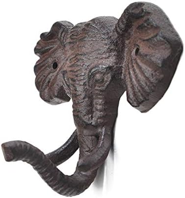 Geenit antikvud reprodukcijsko gvozdeno glava slonova glava Jednostruki ručni vješalica u obliku kaputa u obliku kaputa za kapute, teška željeznog umjetnosti ukrasna 1 kom