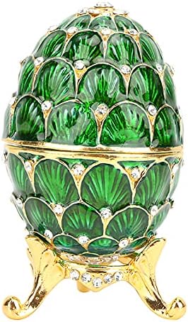 Liyjtk Kutija za odlaganje nakita, Enamel Uskršnje jaje retro stil malih nakita, umjetnički zanati, ukras u obliku jaja Jedinstveni