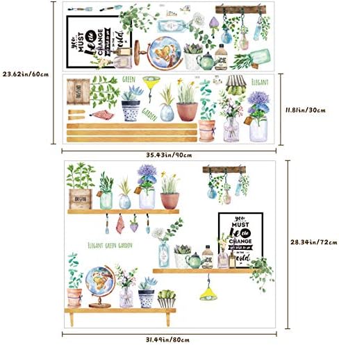 Zidne naljepnice za tribicalne zelene biljke, uklonjivi kore i štapić Bonsai cvjetni tapet za pozadinu, DIY Art Mural za spavaću sobu