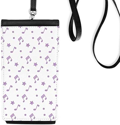 Ljubičasta male zvijezde glazbene note Telefon novčanik torbica pametni telefon viseći umjesto kože crne boje