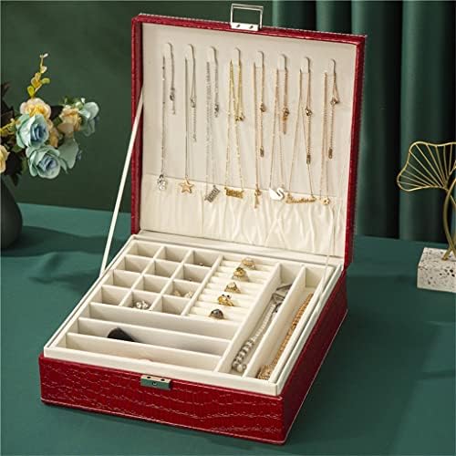 TJLSS predimenzionirana kožna kutija za organizatore nakita za žene ogrlice naušnice prstenovi velika ostava za nakit (Boja: zelena,