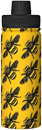 Vodena boca pčela-režim-Buzz 18 oz je izolirana širom tikvice od nehrđajućeg čelika sa propuštenim izljevom