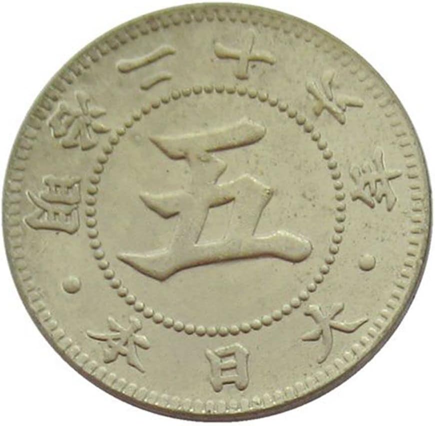 Japanski 5-dolar Meiji 22, 26 Bijela kovanica za bakrenu repliku