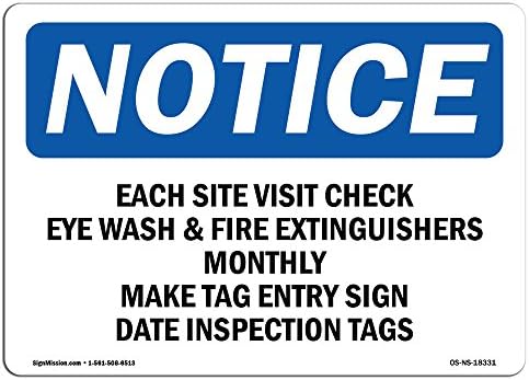 Napomena OSHA - posjetite stranicu Provjerite pranje očiju i gašenje požara | Kruti plastični znak | Zaštitite svoje poslovanje, radno