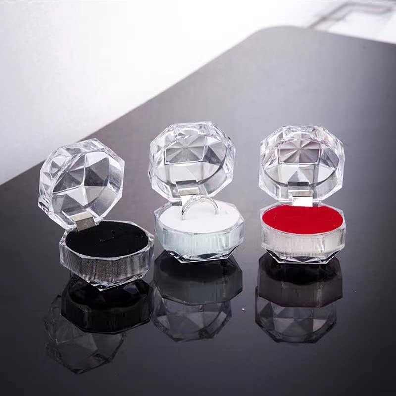 JCYUANI 3-pack Ring Box, transparentna kutija za vjenčani prsten, prsten Poklon kutija za nakit, kutija za odlaganje prstena za prijedlog,