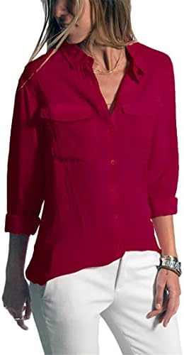 Andongnywell Ženske Košulje Sa Dugim Rukavima Na Dugmad Jednostavne Pulover Rastezljive Formalne Casual Košulje Bluze