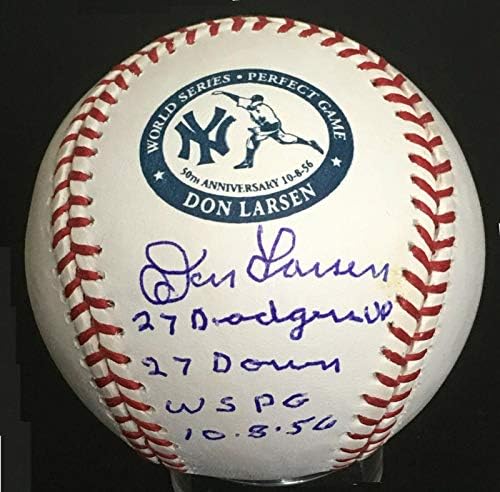 Don Larsen potpisao 1956. Svjetska serija PG Logo Baseball 27 Up 27 dolje Agenta COA - autogramirani bejzbol