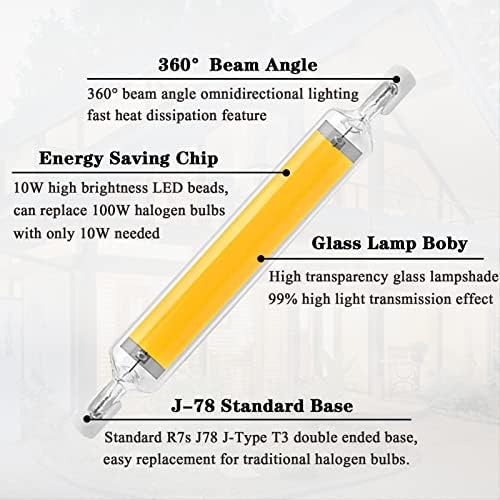 R7s LED Sijalice, 78mm 10w R7s LED Sijalice, J-Type T3 Base 120v, 360°ugao snopa R7s dvostrane sijalice,T3 LED zamena za halogene
