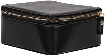 Mele & Co. Ponoćna mat crna 7,25 x 6,5 x 3,5 veganska kožna putna torbica za nakit, Bento kutija