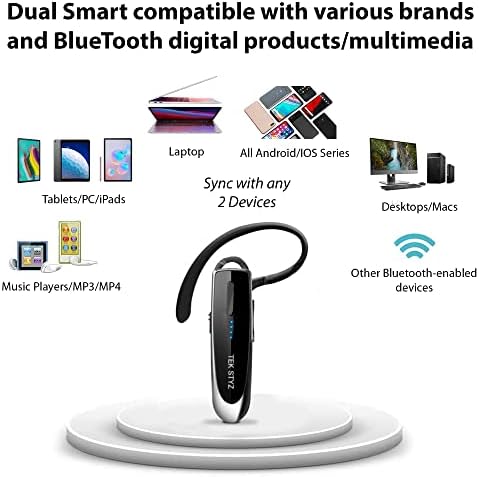 Tek styz slušalice kompatibilne s Dodirnicom u EAR Bluetooth 5.0 bežični slušalicu, IPX3 vodootporni, dvostruki mikrofoni, smanjenje