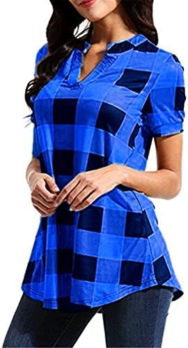Andongnywell Wone V rect plairani tunički košulja za žene za žene Ležerne prilike majica s kratkim rukavima V-izrezni bluza Tunike