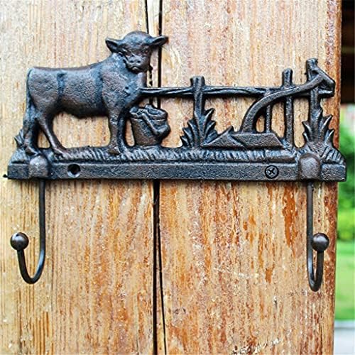 Walnuta krava u farmi stoka ograda od livenog željeza zidni dekor kuka sa dva vješalica Vintage Home Vrtni zidni dekor teške metalne kuke