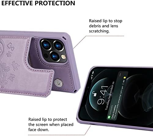 iCoverCase za iPhone 12 Pro Max novčanik za telefon sa držačem kartice, iPhone 12 Pro Max Case Women sa remenom [RFID Blocking] reljefna