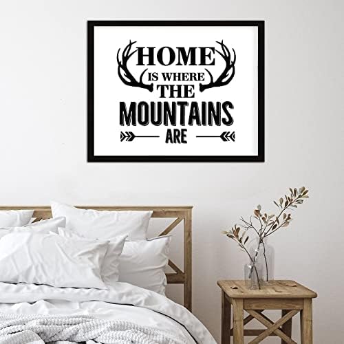 Dom je tamo gdje su planine drveni znak, inspirativni citati Frammed Wood znak, Funny Quote Wood uokvireni znak, 16 x 20 Theme Cortes