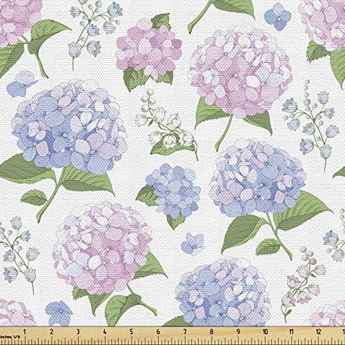 Ambesonne ljubičasta tkanina od Yard Flower proljeće ljeto tematska hortenzija Floral Blossom biljka motiv dekorativna tkanina za