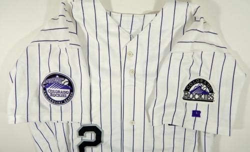 2002 Colorado Rockes Mike Gallego 2 Igra Polovni bijeli dres 10 godina Patch - Igra Polovni MLB dresovi