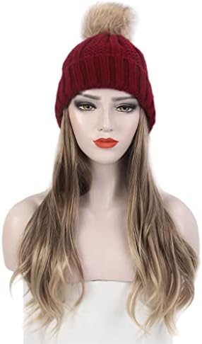 GANFANREN modni evropski i američki ženski šešir za kosu jedna duga kovrčava Zlatna perika i šešir jedna crvena pletena perika