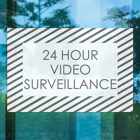 CGsignLab | 24-satni video nadzor -Stripes bijeli prozor Cling | 36 x24