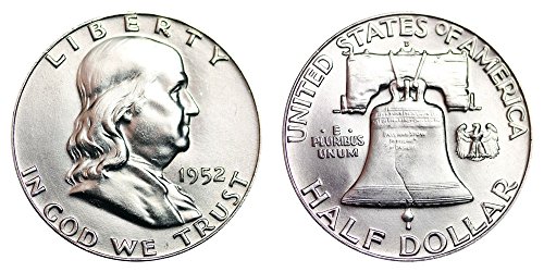 1952 d Franklin Polovite pola dolara .50 BRILLIANT NECIRCULULED