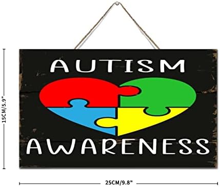 AUTim ANDENESS Puzzle Komad Drveni znakovi Viseći rublje Početna Dekor Dekor Plaketa Dekorativna autistična podrška Mom pokloni Zidna