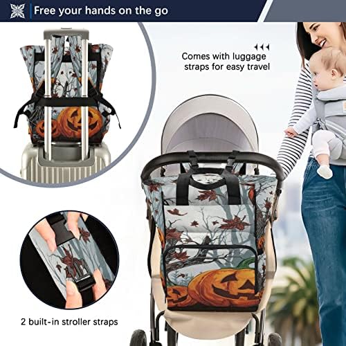 Mnsruu Halloween Pumpkin ruksak ruksak za bebe na pelenu, halkin pelena s maramičnim džepom, kolica za djecu