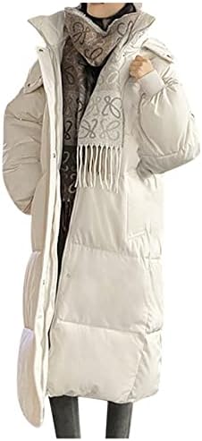 Dugi zimski kaputi za žene s kapuljačom Vjetrootporna topla puffer dolje jakna labav patentni patentni patent dugih rukava sa čvrstom