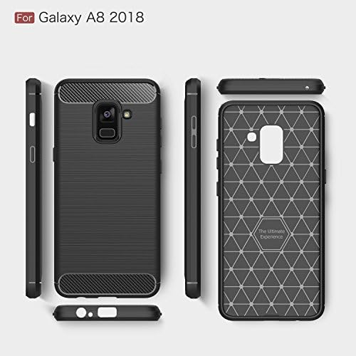 Galaxy A8 2018, Huarubro [Otporan na ogrebotine] Ugljični vlakni Tanak udar Apsorbiranje zaštitnog poklopca TPU tanki branik za Samsung