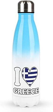 Volim Grčku grčko zastava Srce 17oz Sportski boca za vodu od nehrđajućeg čelika vakuum izolirana cola oblik za višekratnu sportsku