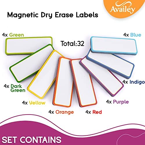 Dostupno 80 kom magnetnih naljepnica za suho brisanje - 48 komada 3,2 x 1,2 i 32 komada 4 x 1,8 sa obrubom u boji