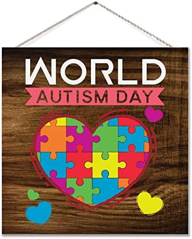 Svjetski dan autizma puzzle srčani drveni znak Autizam Potpisan za puzzle komad autistična podrška ukrasna ploča viseći zidni umjetnički